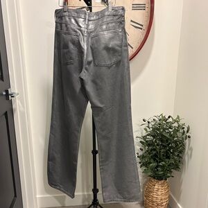 ZARA Tall 30W x 34 L Metallic Silver Jeans